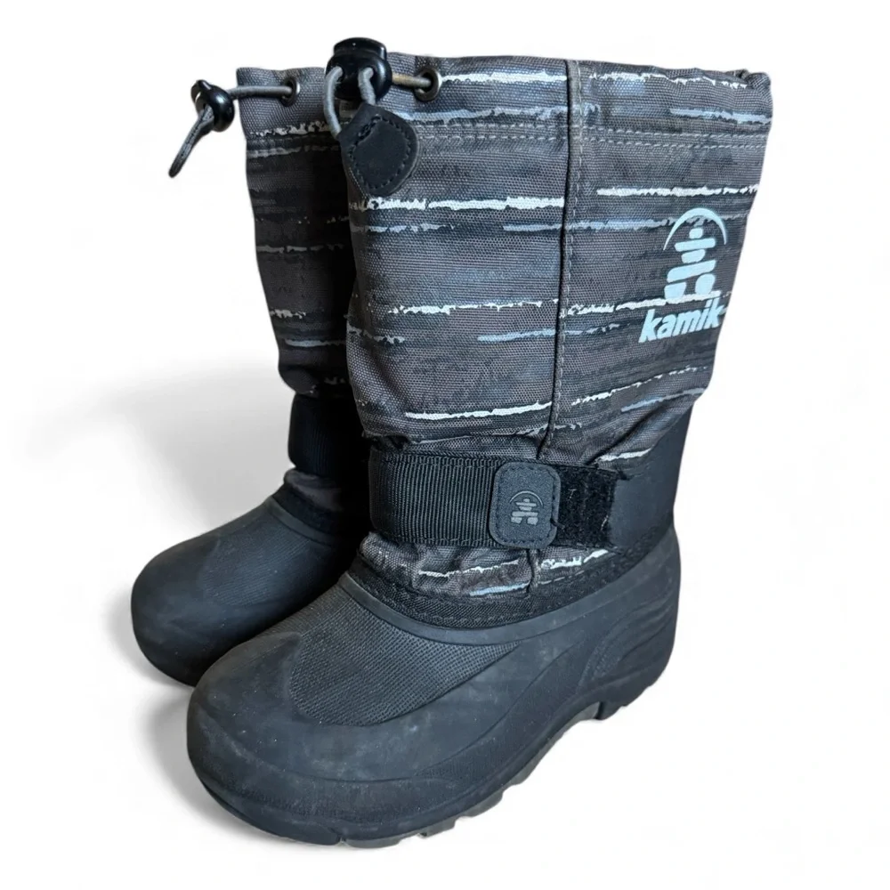 Kamik Kids Waterproof Snow Boots Insulated Warm Winter Shoes Gray Black Size 13